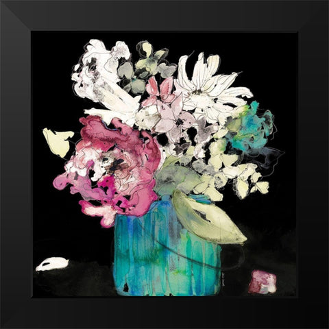 Flower Burst on Black II Black Modern Wood Framed Art Print by Loreth, Lanie