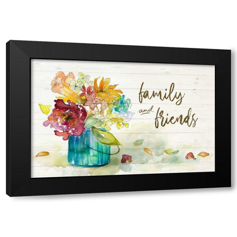 Flower Burst Family and Friends Black Modern Wood Framed Art Print with Double Matting by Loreth, Lanie