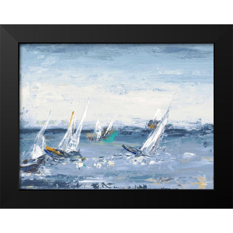 Blue Water Adventure Black Modern Wood Framed Art Print by Pinto, Patricia