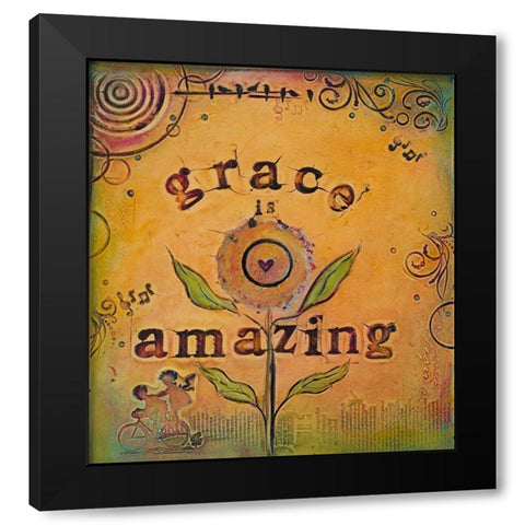 Grace is Amazing Black Modern Wood Framed Art Print by Kinnison, Carolyn