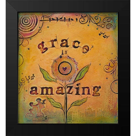 Grace is Amazing Black Modern Wood Framed Art Print by Kinnison, Carolyn