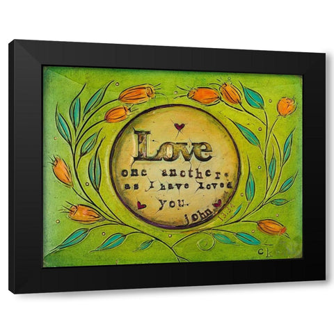 Love one Another Black Modern Wood Framed Art Print by Kinnison, Carolyn