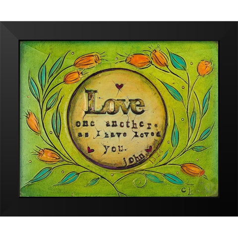 Love one Another Black Modern Wood Framed Art Print by Kinnison, Carolyn