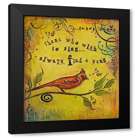 Wish to Sing Black Modern Wood Framed Art Print with Double Matting by Kinnison, Carolyn