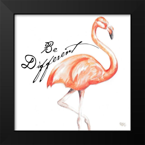 Be Different Flamingo I Black Modern Wood Framed Art Print by Hakimipour, Tiffany