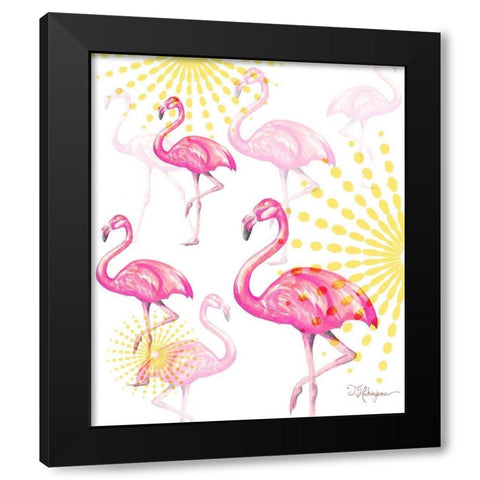 A Vision Of Flamingoes Black Modern Wood Framed Art Print with Double Matting by Hakimipour, Tiffany