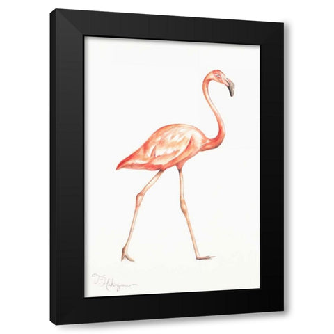 Flamingo Duo I Black Modern Wood Framed Art Print with Double Matting by Hakimipour, Tiffany