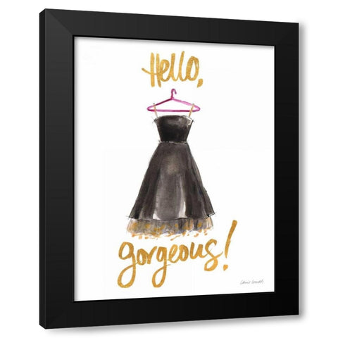 Hello Gorgeous Dress Black Modern Wood Framed Art Print with Double Matting by Loreth, Lanie