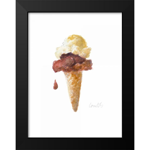 Watercolor Ice Cream Cone I Black Modern Wood Framed Art Print by Loreth, Lanie