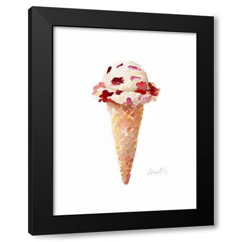 Watercolor Ice Cream Cone II Black Modern Wood Framed Art Print by Loreth, Lanie