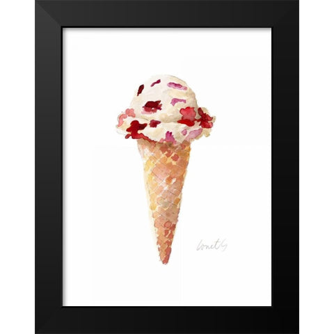 Watercolor Ice Cream Cone II Black Modern Wood Framed Art Print by Loreth, Lanie