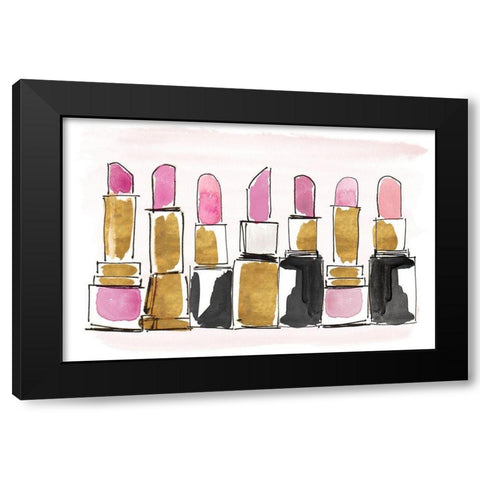 Watercolor Lipsticks Black Modern Wood Framed Art Print with Double Matting by Loreth, Lanie
