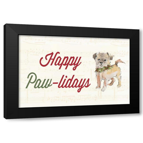 Happy Paw-lidays Black Modern Wood Framed Art Print by Loreth, Lanie
