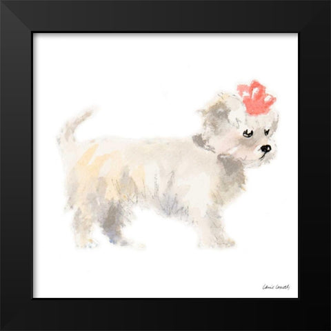 Girly Puppy Black Modern Wood Framed Art Print by Loreth, Lanie