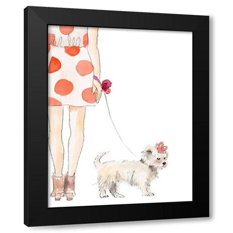Girl With Puppy Black Modern Wood Framed Art Print with Double Matting by Loreth, Lanie