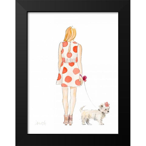 Water Color Girl With Puppy II Black Modern Wood Framed Art Print by Loreth, Lanie
