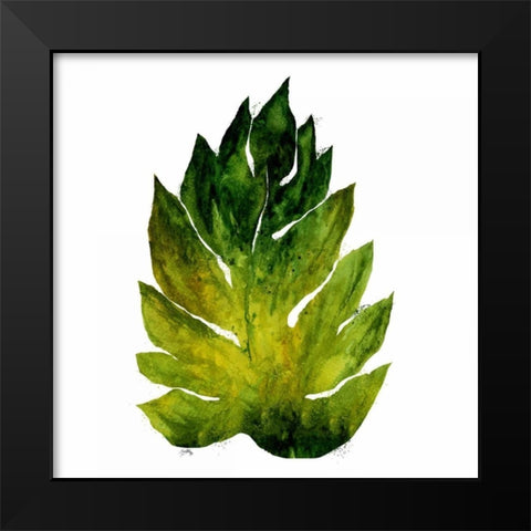 Green Leaves Square I Black Modern Wood Framed Art Print by Medley, Elizabeth