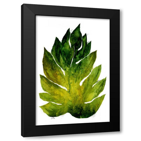 Green Leaves I Black Modern Wood Framed Art Print with Double Matting by Medley, Elizabeth