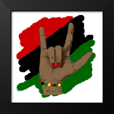 Love Hand Sign Black Modern Wood Framed Art Print by Loreth, Lanie