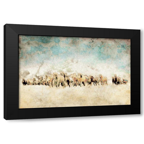 Roaming Horses Black Modern Wood Framed Art Print with Double Matting by Mabat, Ynon