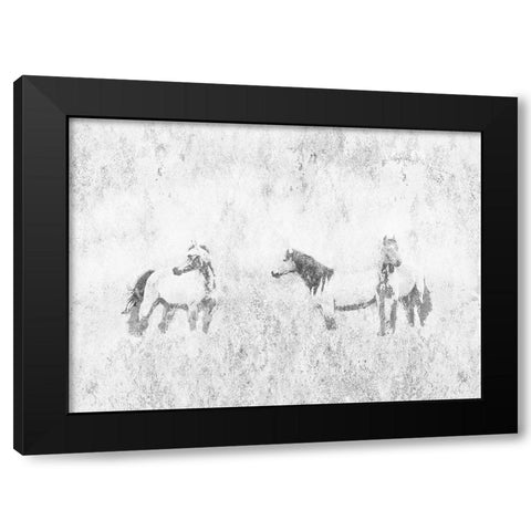 Horses In The Mist Black Modern Wood Framed Art Print by Mabat, Ynon