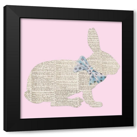Easter Bunny Silhouette with Bow Black Modern Wood Framed Art Print by Loreth, Lanie