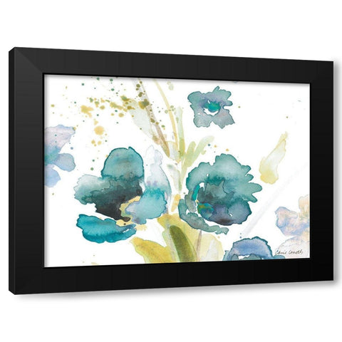 Blue Watercolor Modern Poppies I Black Modern Wood Framed Art Print with Double Matting by Loreth, Lanie