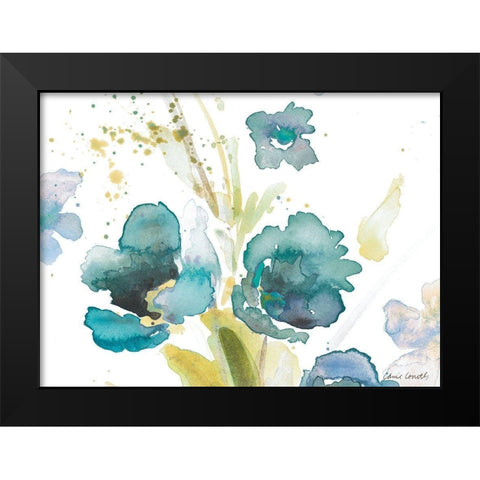 Blue Watercolor Modern Poppies I Black Modern Wood Framed Art Print by Loreth, Lanie