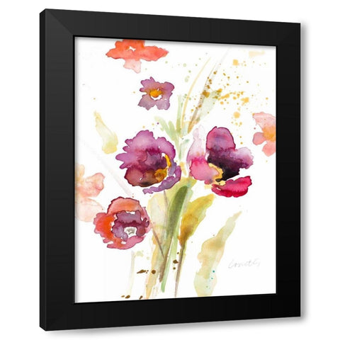 Watercolor Modern Poppies Black Modern Wood Framed Art Print by Loreth, Lanie