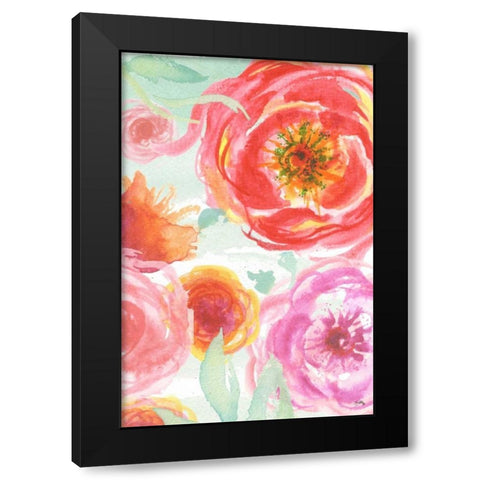 Colorful Roses I Black Modern Wood Framed Art Print with Double Matting by Medley, Elizabeth