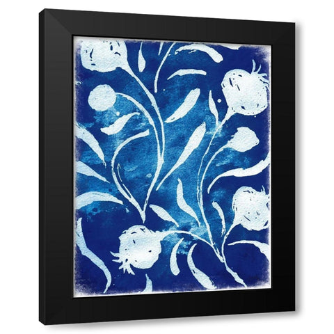 Azure Flora II Black Modern Wood Framed Art Print with Double Matting by Medley, Elizabeth