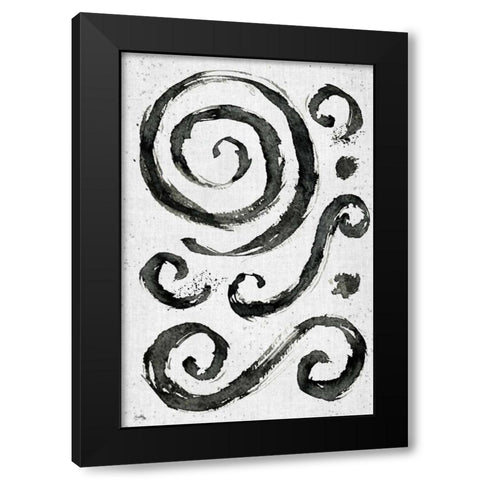 Tribal Swirls II Black Modern Wood Framed Art Print with Double Matting by Medley, Elizabeth