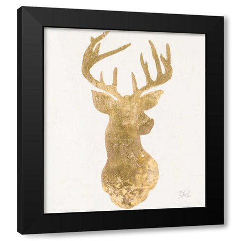 Gold Deer Black Modern Wood Framed Art Print by Pinto, Patricia