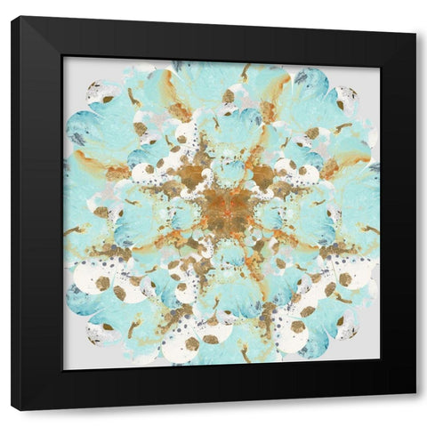 Aqua and Gold Splash Black Modern Wood Framed Art Print with Double Matting by Pinto, Patricia