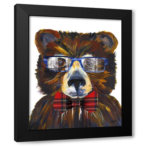 Beary Cool Black Modern Wood Framed Art Print with Double Matting by DeRice, Julie