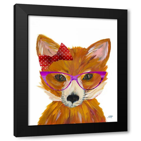 Nerdy Fox Black Modern Wood Framed Art Print by DeRice, Julie