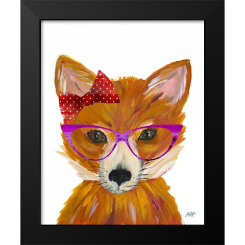 Nerdy Fox Black Modern Wood Framed Art Print by DeRice, Julie