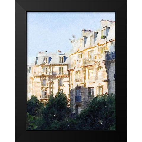 Watercolor Streets of Paris III Black Modern Wood Framed Art Print by Navas, Emily