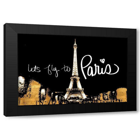 Lets Fly To Paris Black Modern Wood Framed Art Print by Navas, Emily