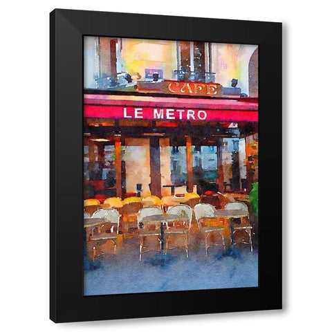 Watercolor Cafe Black Modern Wood Framed Art Print with Double Matting by Navas, Emily
