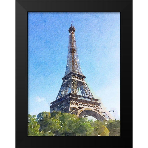 Watercolor Streets of Paris II Black Modern Wood Framed Art Print by Navas, Emily