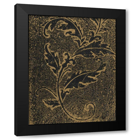 Leaf Scroll III Black Modern Wood Framed Art Print by Hakimipour, Tiffany