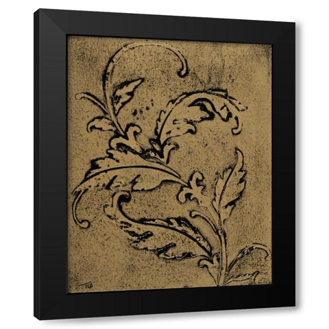 Leaf Scroll II Black Modern Wood Framed Art Print with Double Matting by Hakimipour, Tiffany