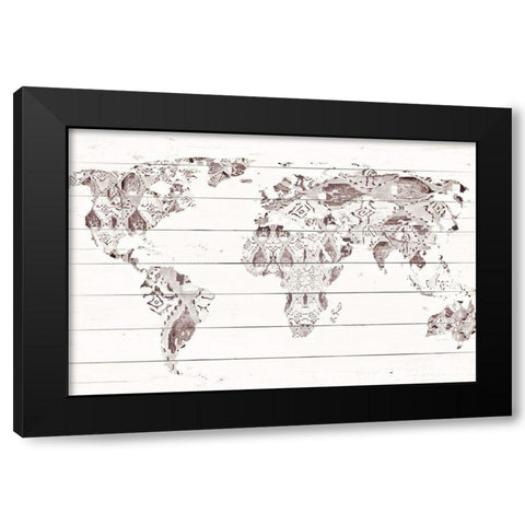 Aztec Map on Wood Black Modern Wood Framed Art Print by Ritter, Gina
