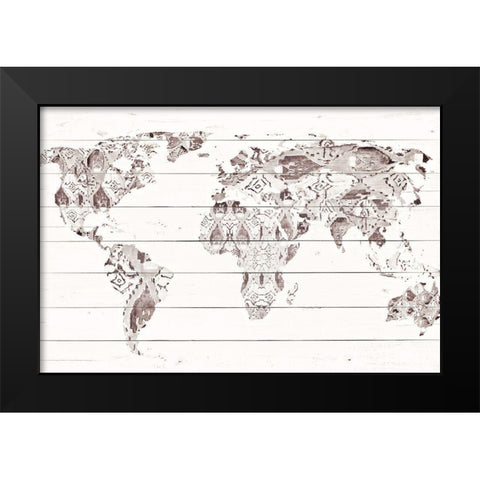 Aztec Map on Wood Black Modern Wood Framed Art Print by Ritter, Gina