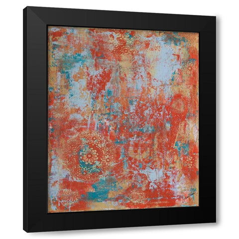 Orange Abstract I Black Modern Wood Framed Art Print with Double Matting by Ritter, Gina