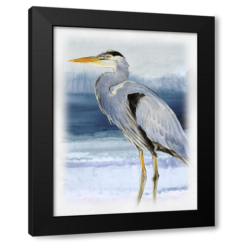 Blue on Blue Heron I Black Modern Wood Framed Art Print with Double Matting by Loreth, Lanie