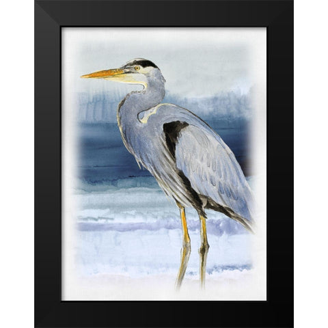 Blue on Blue Heron I Black Modern Wood Framed Art Print by Loreth, Lanie