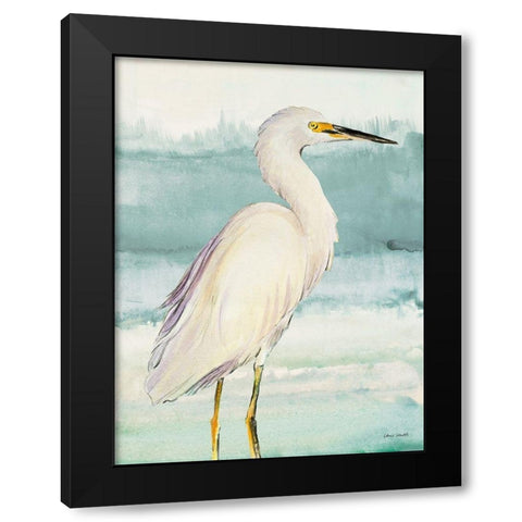 Heron on Seaglass II Black Modern Wood Framed Art Print by Loreth, Lanie