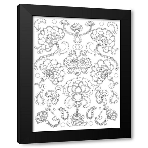 Floral Chain I Black Modern Wood Framed Art Print with Double Matting by Metz, Andi